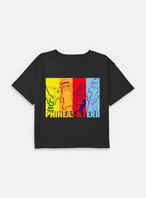Disney Phineas and Ferb Color Panels Youth Girls Boxy T-Shirt