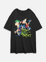 Disney Phineas and Ferb Today We Are Going To Rock Womens Oversized T-Shirt