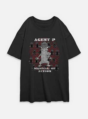 Disney Phineas and Ferb Agent P Mammal Of Action Womens Oversized T-Shirt