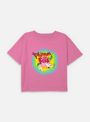 Disney Phineas and Ferb Color Logo Youth Girls Boxy T-Shirt