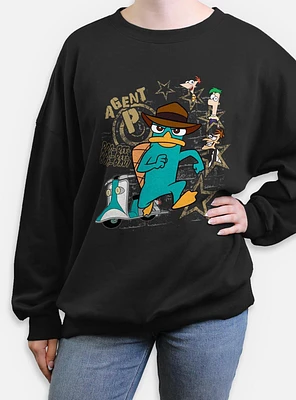 Disney Phineas and Ferb Agent P Doo-Bee Doo-Bah Womens Oversized Sweatshirt