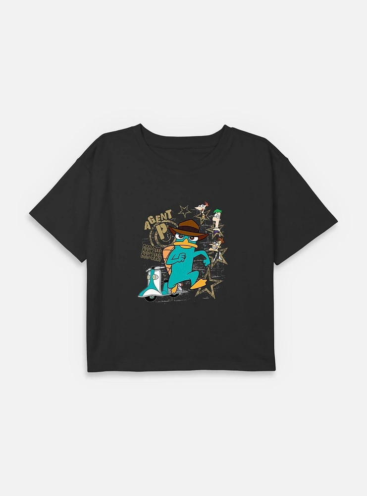 Disney Phineas and Ferb Agent P Doo-Bee Doo-Bah Youth Girls Boxy T-Shirt