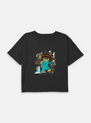 Disney Phineas and Ferb Agent P Doo-Bee Doo-Bah Youth Girls Boxy T-Shirt
