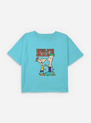 Disney Phineas and Ferb These Boys Rule Youth Girls Boxy T-Shirt