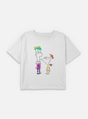 Disney Phineas and Ferb Boys Of Tie-Dye Youth Girls Boxy T-Shirt