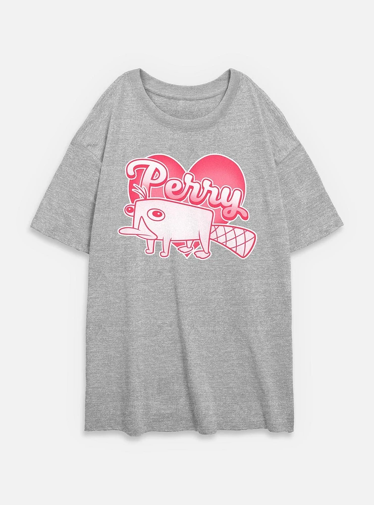 Disney Phineas and Ferb Perry The Platypus Love Womens Oversized T-Shirt
