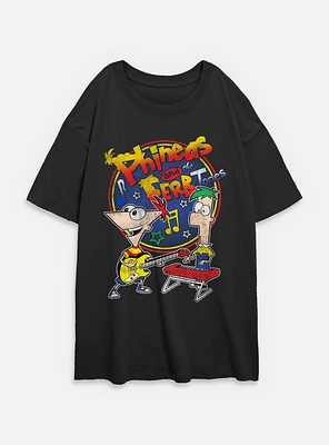 Disney Phineas and Ferb Tones Womens Oversized T-Shirt
