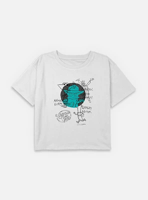 Disney Phineas and Ferb Sketch Characters Youth Girls Boxy T-Shirt