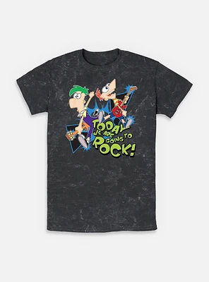 Disney Phineas and Ferb Today We Are Going To Rock Mineral Wash T-Shirt