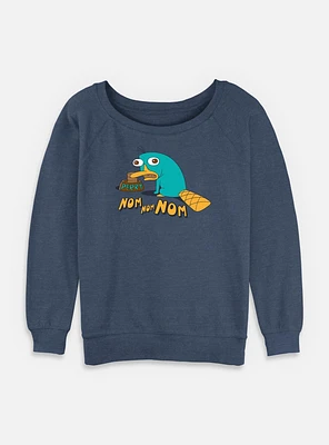 Disney Phineas and Ferb Perry The Platypus Num Nums Womens Slouchy Sweatshirt