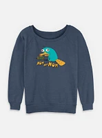 Disney Phineas and Ferb Perry The Platypus Num Nums Womens Slouchy Sweatshirt