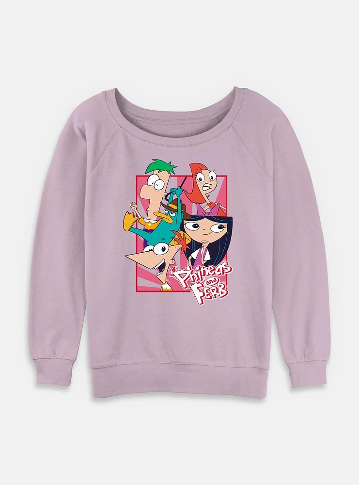 Disney Phineas And Ferb Company Womens Slouchy Sweatshirt