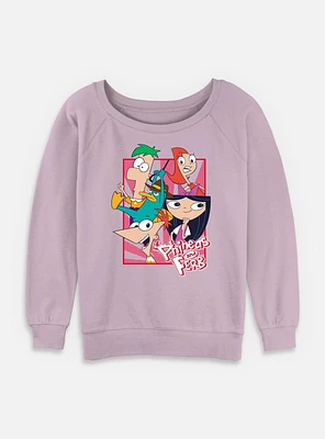 Disney Phineas And Ferb Company Womens Slouchy Sweatshirt