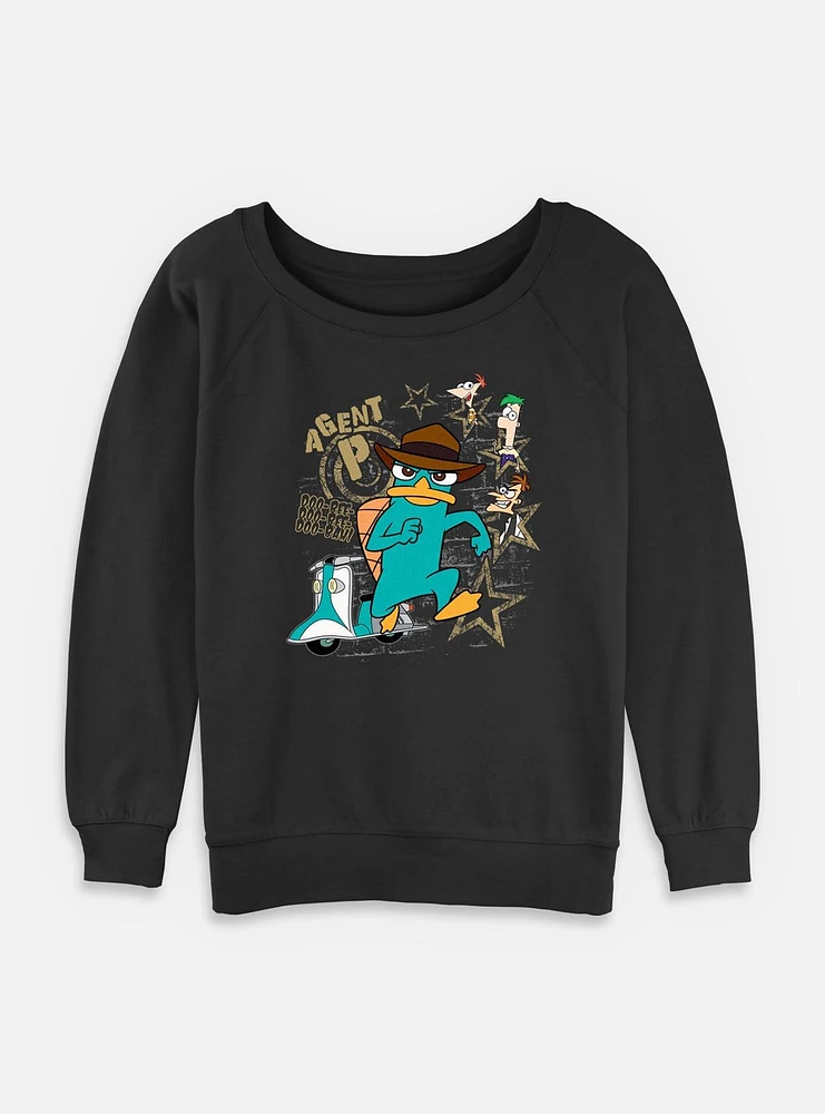 Disney Phineas and Ferb Agent P Doo-Bee Doo-Bah Womens Slouchy Sweatshirt