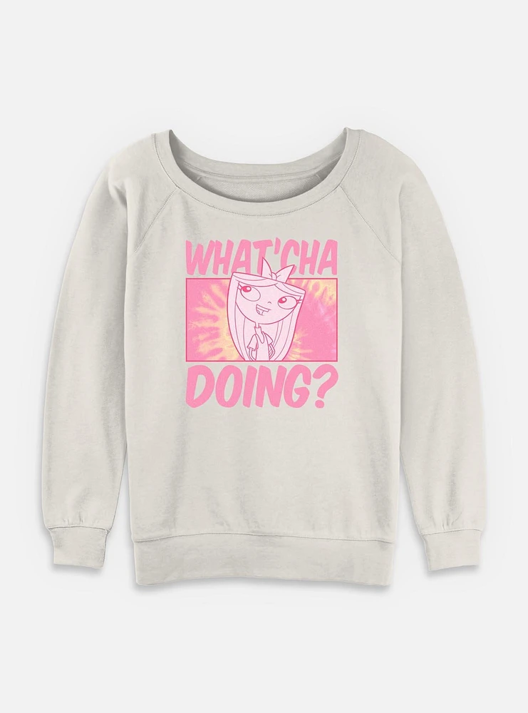 Disney Phineas and Ferb Isabella Whatcha Doing Womens Slouchy Sweatshirt