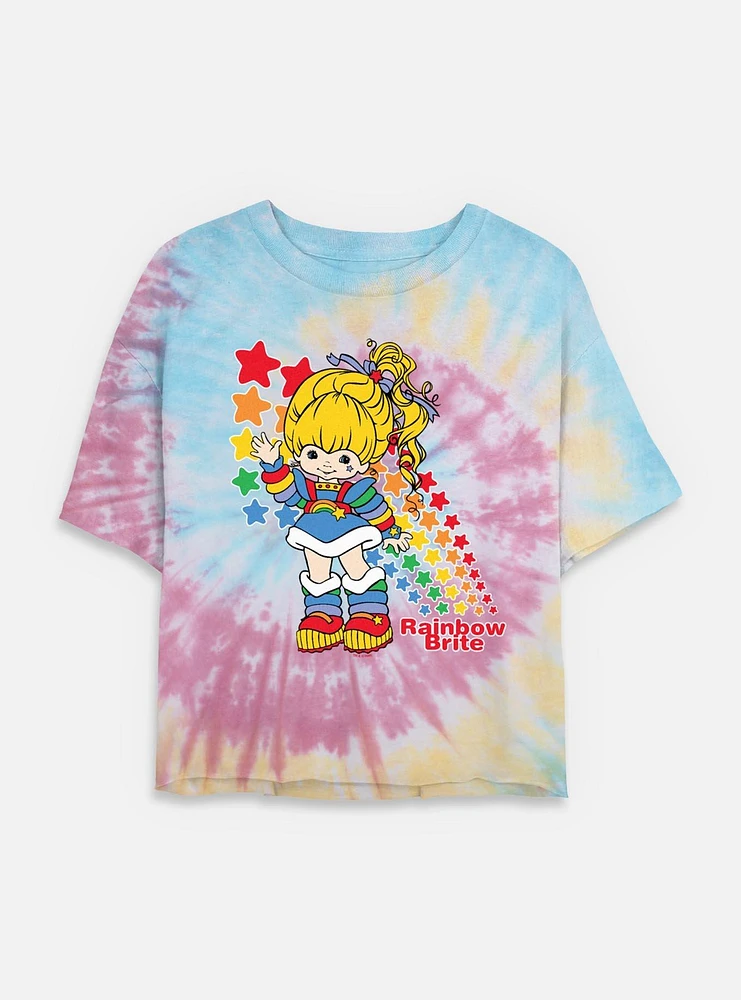 Rainbow Brite Stars Tie Dye Crop Womens T-Shirt