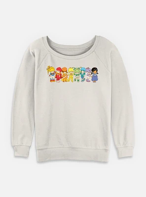 Rainbow Brite Line Up Womens Slouchy Sweatshirt