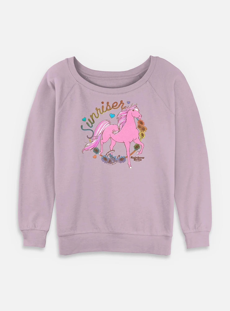 Rainbow Brite Country Pink Sunriser Womens Slouchy Sweatshirt