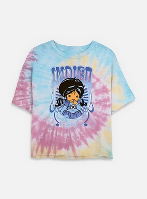 Rainbow Brite Indigo Nouveau Portrait Tie Dye Crop Womens  T-Shirt