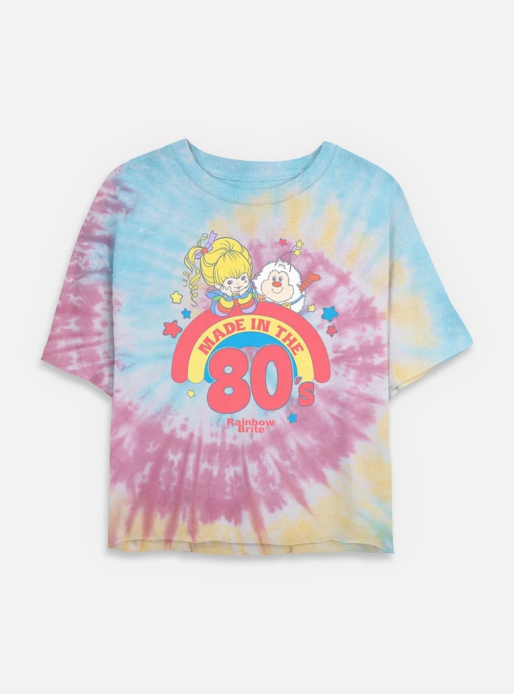 Rainbow Brite Made Pastel Tie Dye Crop Womens T-Shirt