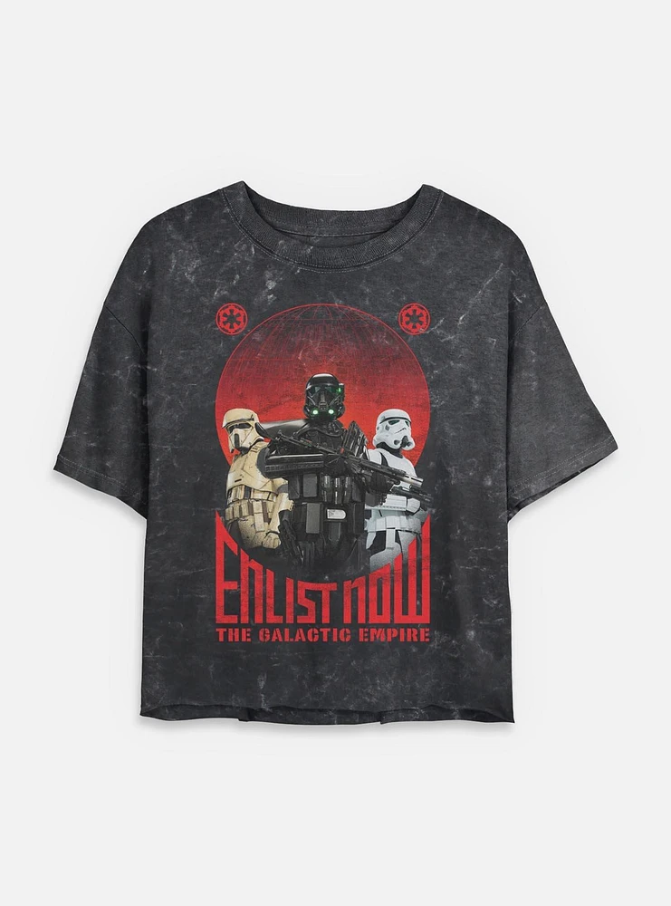 Star Wars Enlist Now Mineral Wash Womens Crop T-Shirt