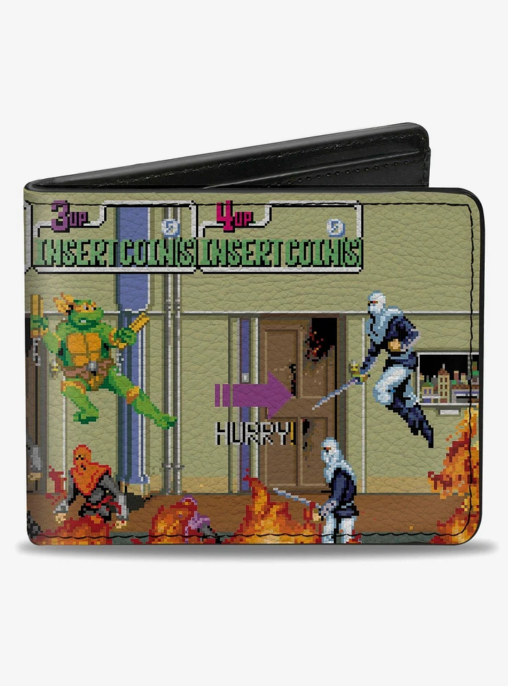Teenage Mutant Ninja Turtles 8 Bit Video Battle Scene Bifold Wallet