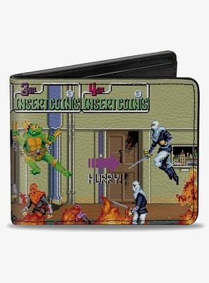 Teenage Mutant Ninja Turtles 8 Bit Video Battle Scene Bifold Wallet
