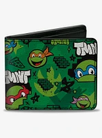 Teenage Mutant Ninja Turtles TMNT Faces Brick Wall Bifold Wallet