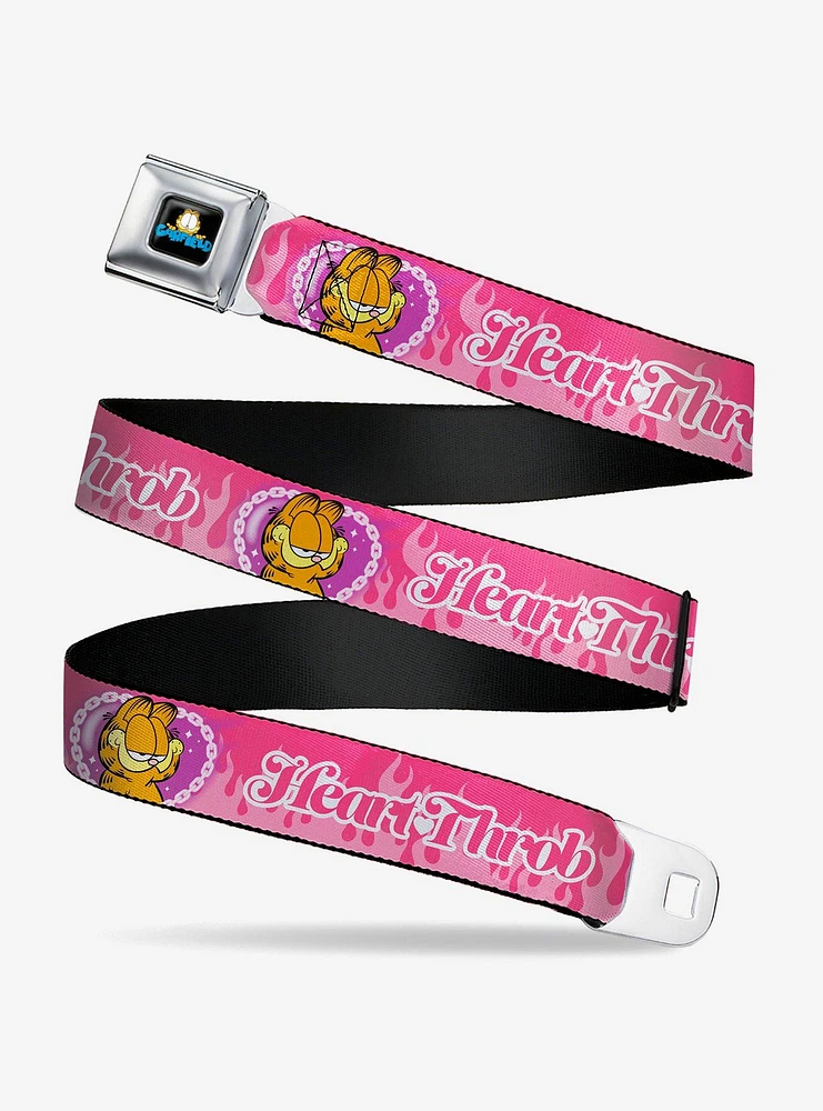 Garfield Heart Throb Flames Pose Seatbelt Buckle Belt