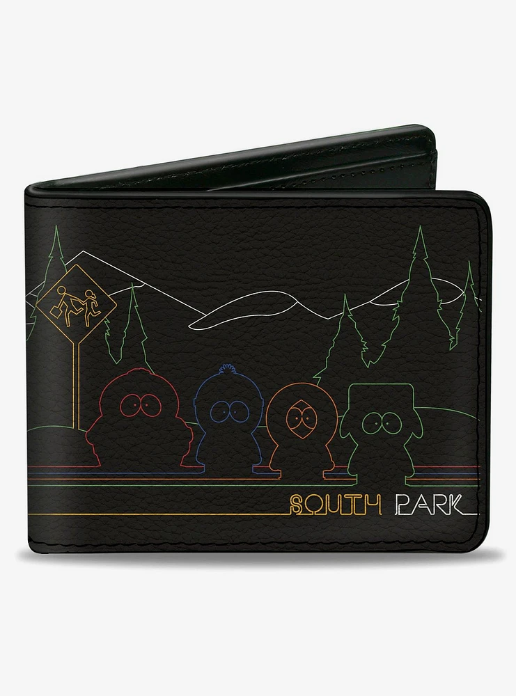 South Park Boys At Bus Line Silhouette Bifold Wallet
