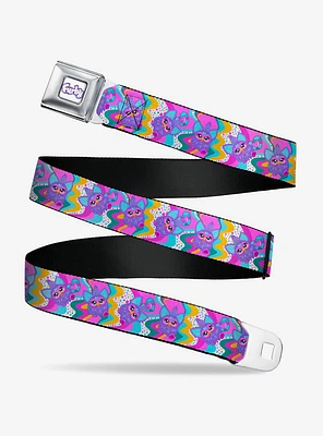Furby Purple Dancing Pose Collage Seatbelt Buckle Belt