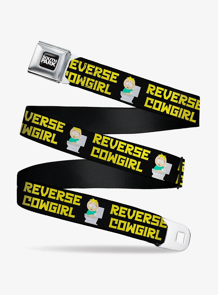 South Park Butters Reverse Cowgirl Toilet Pose Seatbelt Buckle Belt