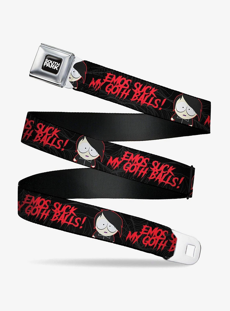 South Park Goth Firkle Emos Sucks My Balls Seatbelt Buckle Belt