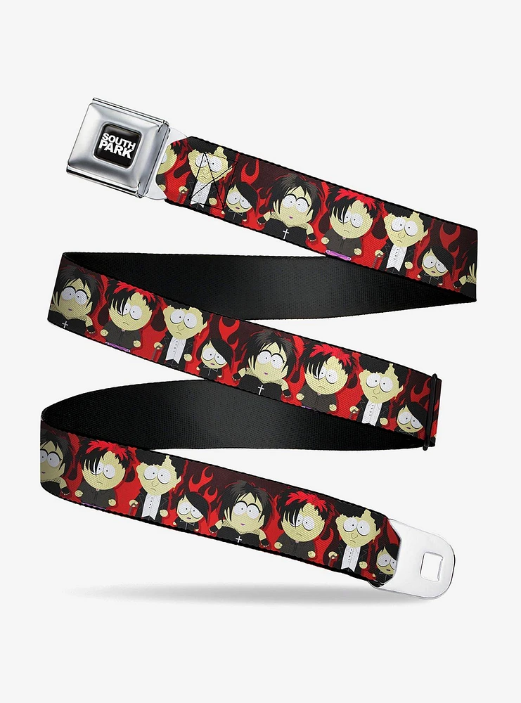 South Park Goth Kids Poses Flame Seatbelt Buckle Belt