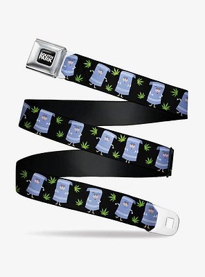 South Park Towlie and Scattered Pot Leaves Seatbelt Buckle Belt
