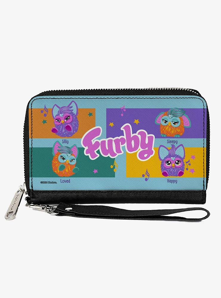 Furby Purple and Orange Mood Blocks and Logo Zip Around Wallet