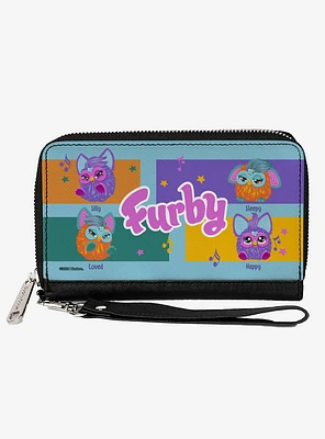 Furby Purple and Orange Mood Blocks and Logo Zip Around Wallet