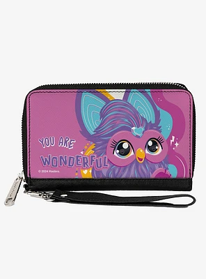 Furby Purple Furby You Are Wonderful Running Pose Zip Around Wallet