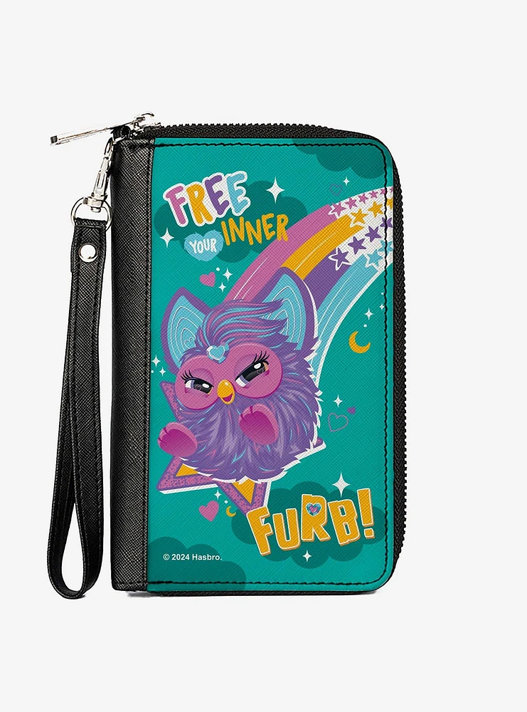Furby Purple Furby Free Your Inner Furb Rainbow Zip Around Wallet