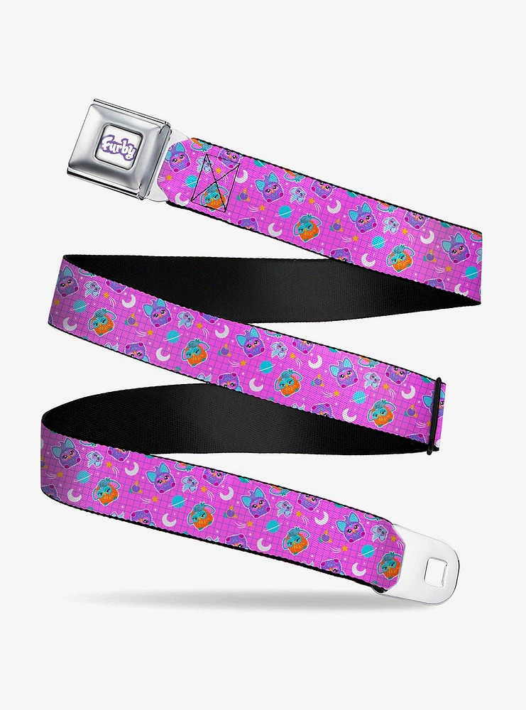 Furby and Furblets Galaxy Grid Collage Seatbelt Buckle Belt