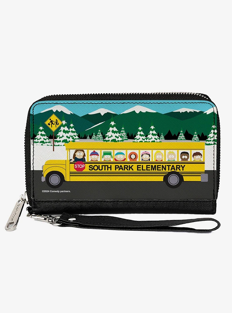 South Park Elementary School Bus Character Group Scene Zip Around Wallet