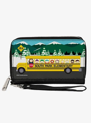 South Park Elementary School Bus Character Group Scene Zip Around Wallet