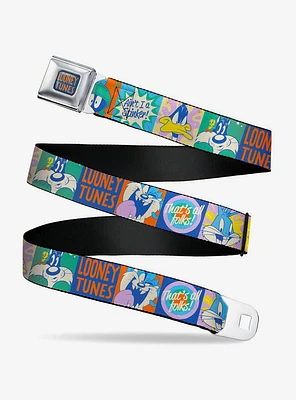 Looney Tunes Character Pose and Icon Blocks Seatbelt Buckle Belt