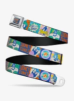 Looney Tunes Character Pose and Icon Blocks Seatbelt Buckle Belt