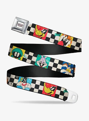 Looney Tunes Checker Pose Blocks Seatbelt Buckle Belt