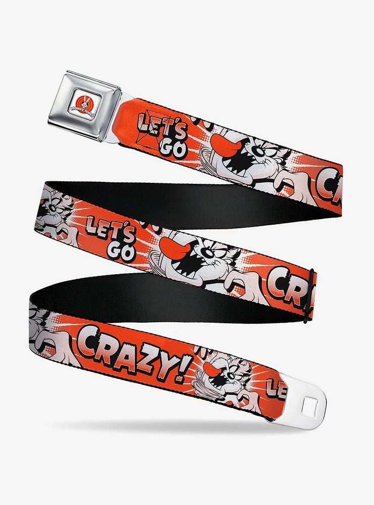Looney Tunes Taz Tasmanian Devil Let's Go Crazy Pose Seatbelt Buckle Belt