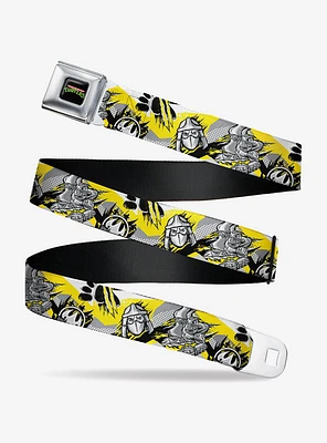 Teenage Mutant Ninja Turtles Shredder Pose and Icons Seatbelt Buckle Belt