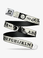 Ouija Board Letters and Elements Beige Black Seatbelt Buckle Belt
