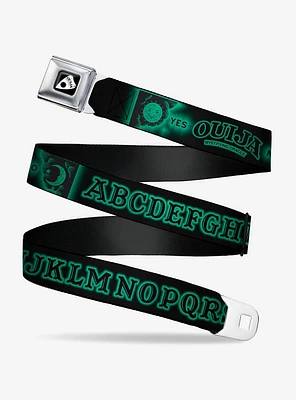 Ouija Board Letters and Elements Black Greens Seatbelt Buckle Belt