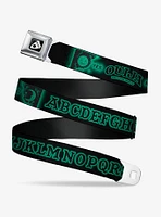 Ouija Board Letters and Elements Black Greens Seatbelt Buckle Belt